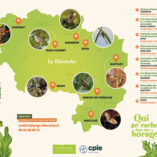 Carte de géolocalisation des sorties nature en Thiérache - 2026 - Pays de Thiérache